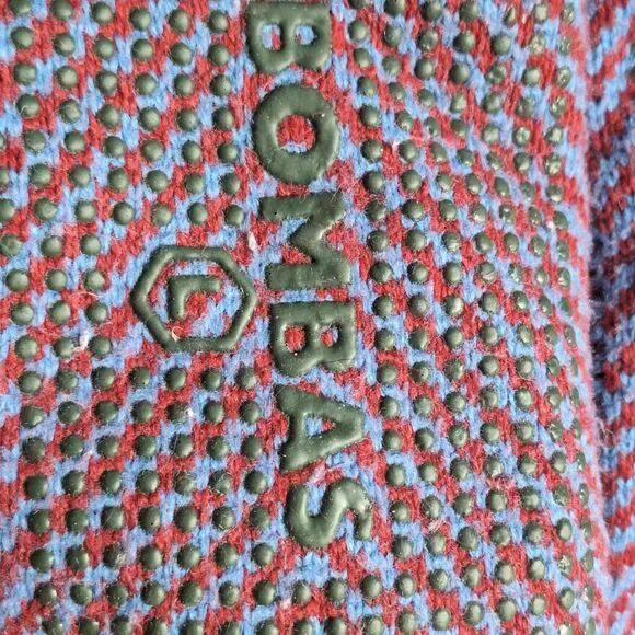 Bombas Merino Gripper Slippers Large Mens 10-12.5 Womens 12-14 Maroon Blue - Picture 7 of 9